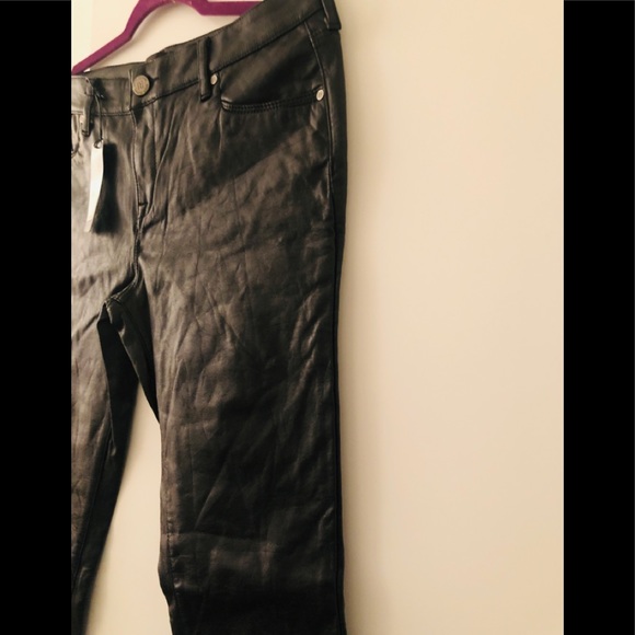River Island Super Skinny Leather Look Jeans - Picture 5 of 9